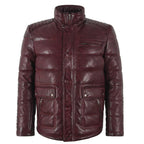 Mens Puffer Real Leather Jacket