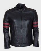 Men’s Red Striped Mayhem Retro Black Jacket