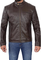 Elegant Unique Brown Leather Biker Jacket
