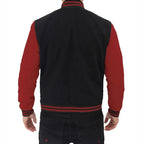 Mens Maroon and Black Baseball Varsity Jacket