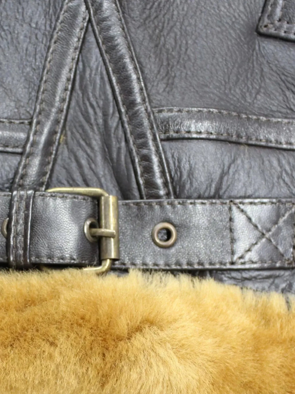B3 Shearling Leather Moto Collar Jacket for Men