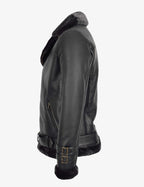 Mens Black B3 Aviator Leather Jacket with Shearling