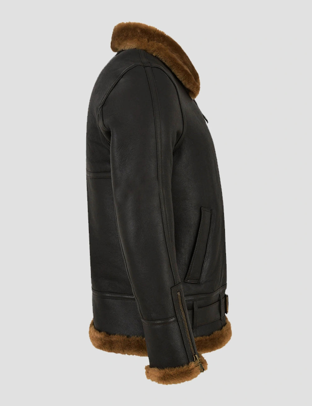 Premium Brown B3 Sheepskin Bomber for Men