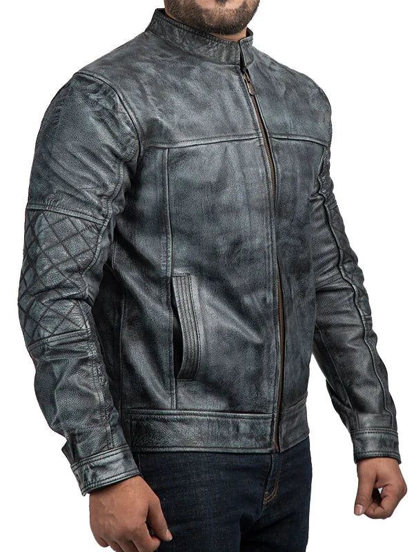 Mens Shooter Distressed Leather Jacket