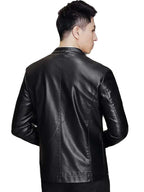 Mens Cafe Racer Black Leather Jacket