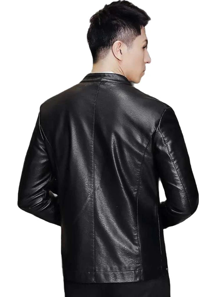 Mens Cafe Racer Black Leather Jacket