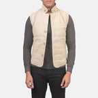 Mens Tony Off-White Suede Vest