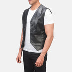Mens Auden Black Leather Vest