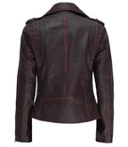 Womens Asymmetrical Moto Jacket Brown Leather Edition