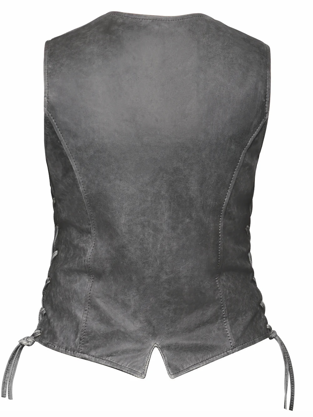 Women Soft Gray Leather Side Lace Vest