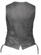 Women Soft Gray Leather Side Lace Vest