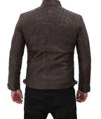 Men’s Four Pocket Brown Leather Biker Jacket