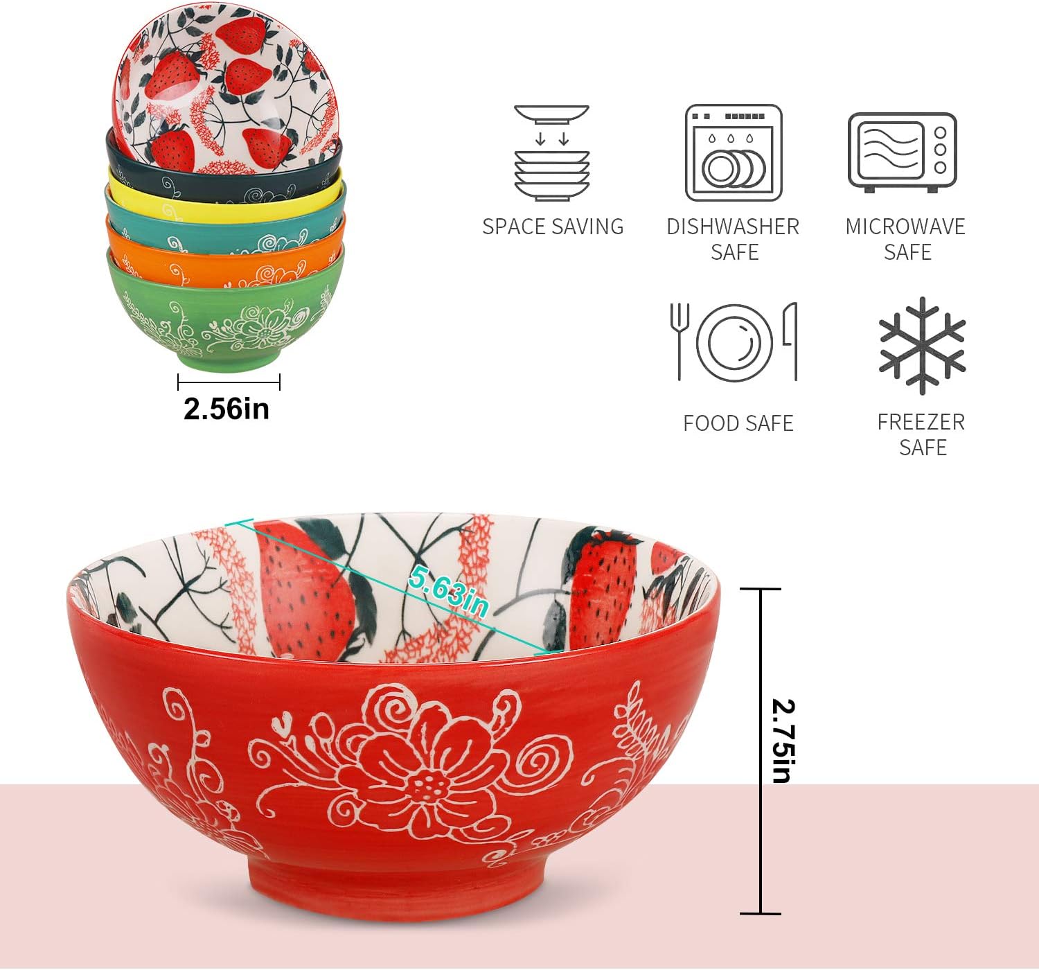 Stackable 18oz Porcelain Cereal and Soup Bowls