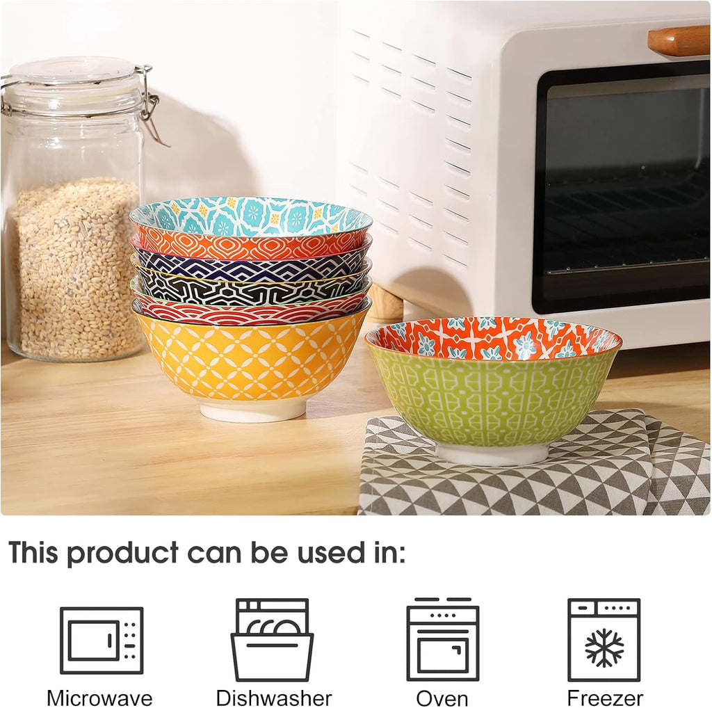 Stackable Colorful Porcelain Bowls for Everyday Dining