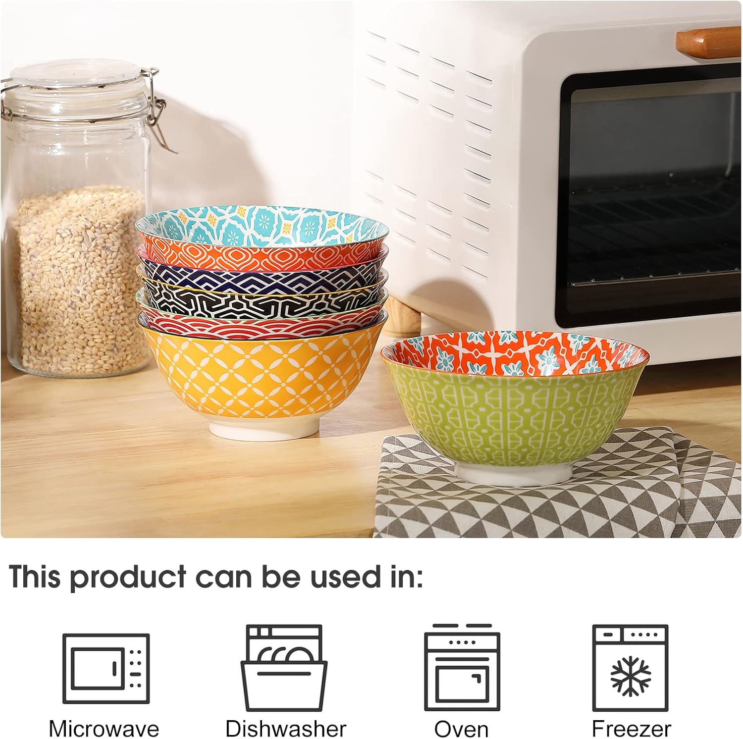 Stackable Colorful Porcelain Bowls for Everyday Dining