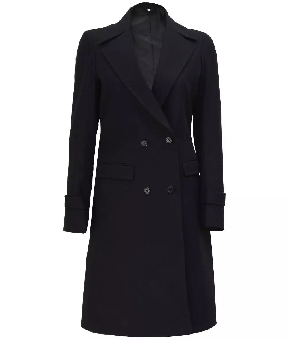 Stephany Womens Black Wool Coat