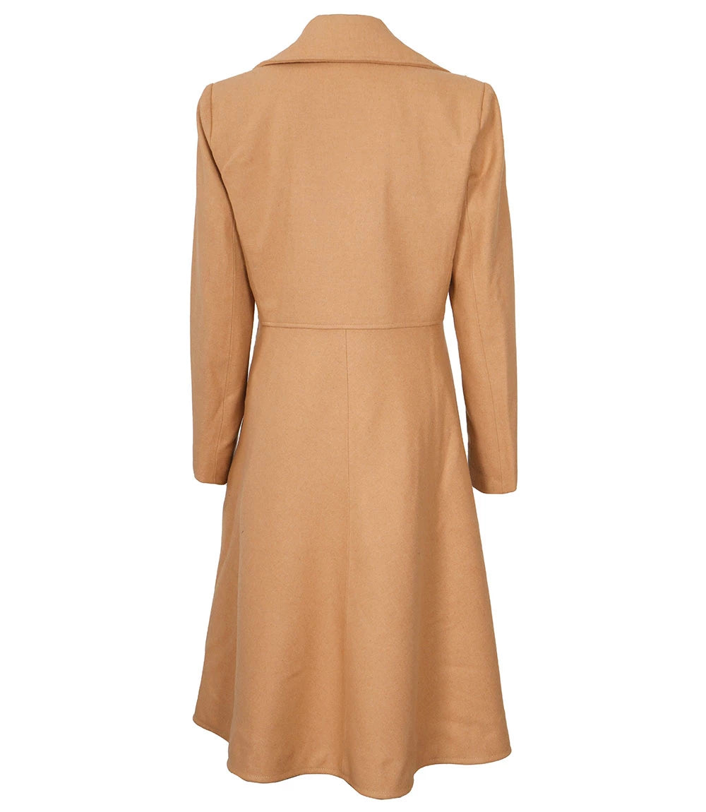Womens Beige Wool Coat – Double-Breasted