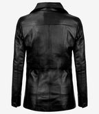 Bitonto Womens Black Leather Coat - 3/4 Length