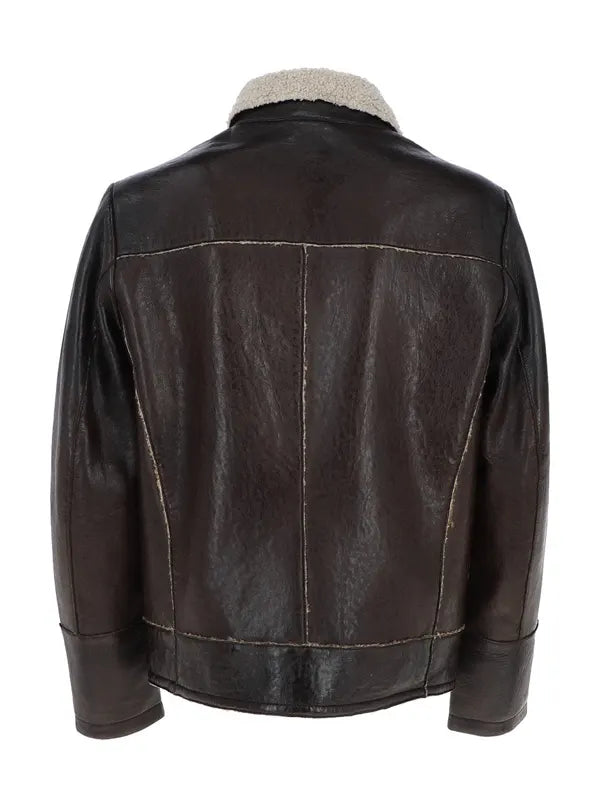 Mens Teddy Brown Leather Jacket
