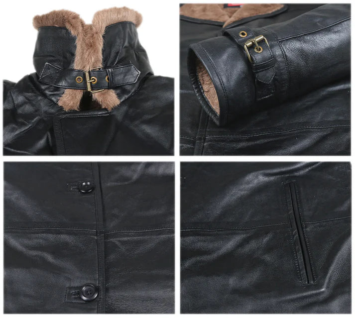 Rhynor Shearling Aviator Leather Coat