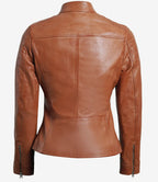 Womens Cafe Racer Tan Leather Jacket
