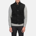 Mens Tony Black Suede Vest