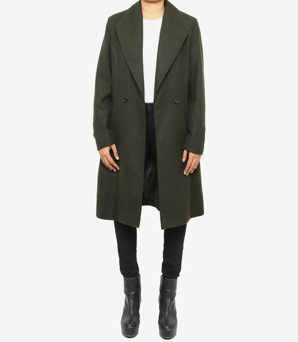 Womens Olive Green Wool Coat