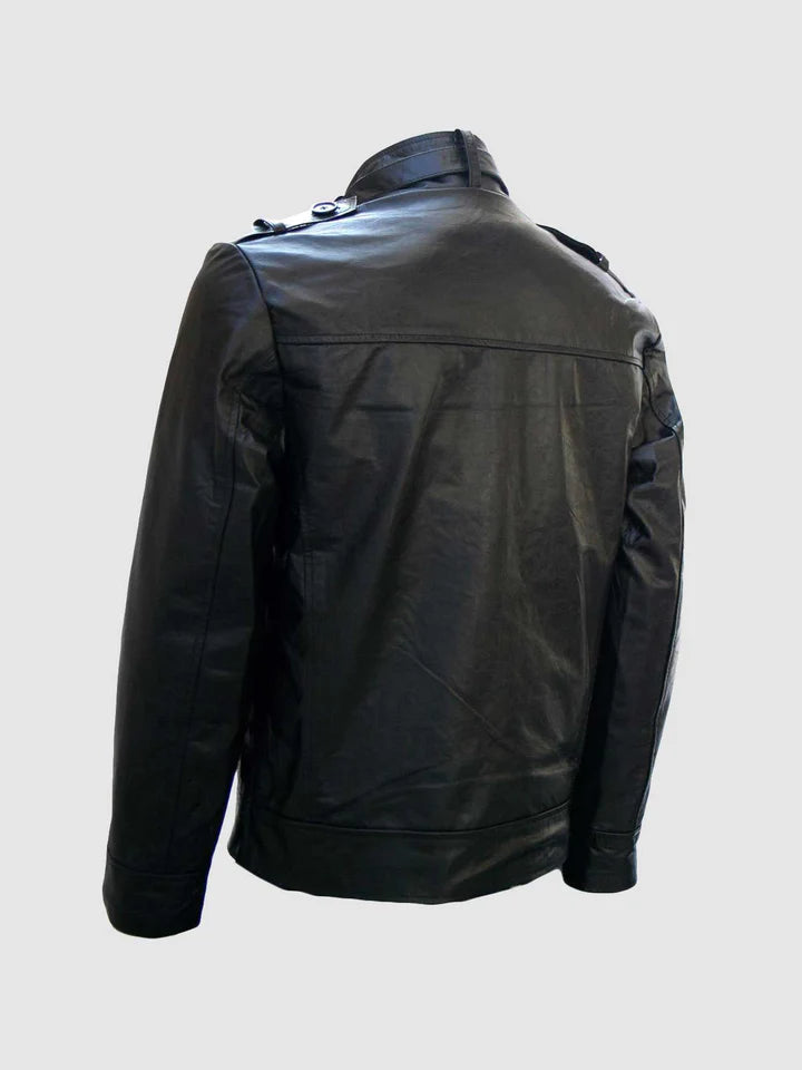 Menswear Black Motorcycle Leather Jacket