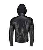 Mens Black Slim Fit Leather Jacket With Hood
