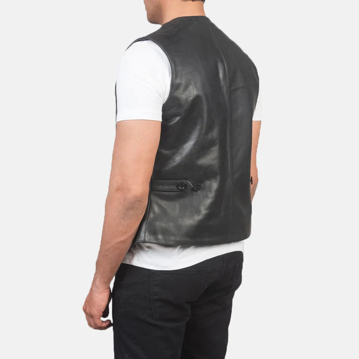Mens Auden Black Leather Vest