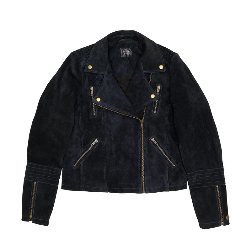 Women Black Suede Biker Jacket