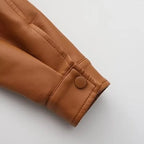 Women Faux Leather Cropped Jacket