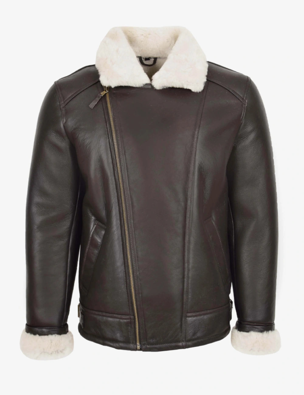 Blen Aviator Jacket with Cross-Zip in Shearling Leather