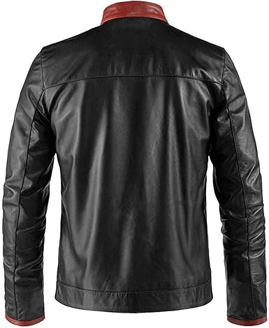 Men’s Retro Maroon And Black Leather Jacket