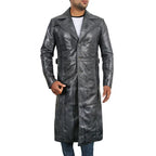 Sylix Distressed Leather Duster Coat