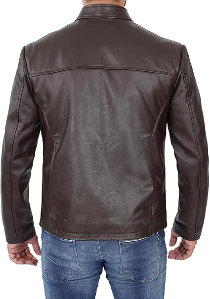Elegant Unique Brown Leather Biker Jacket