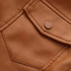 Women Faux Leather Cropped Jacket