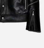 Womens Black Zipper Trucker Biker Jacket