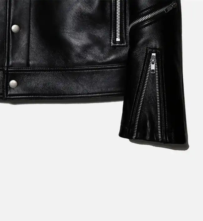 Womens Black Zipper Trucker Biker Jacket