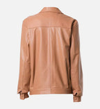 Womens Brown Leather Trucker Jacket