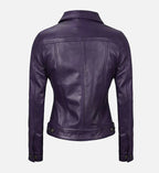 Women Purple Leather Trucker Jacket