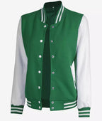 Womens Green And White Varsity Jacket – Baseball Style Jacket