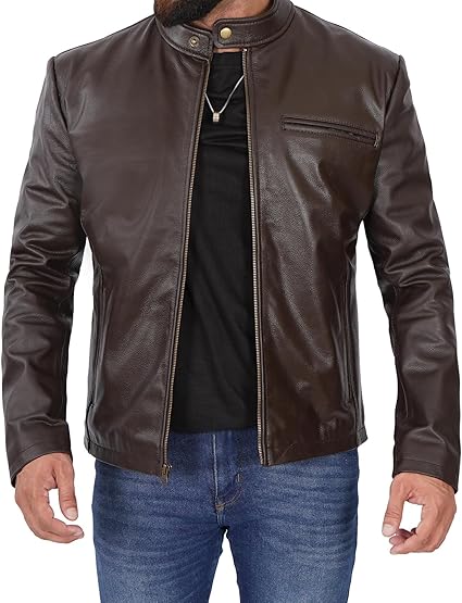 Elegant Unique Brown Leather Biker Jacket