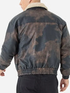 Mens Distressed Brown Fur Collar Jacket