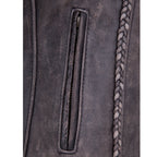Womens Distressed Braided Leather Jacket
