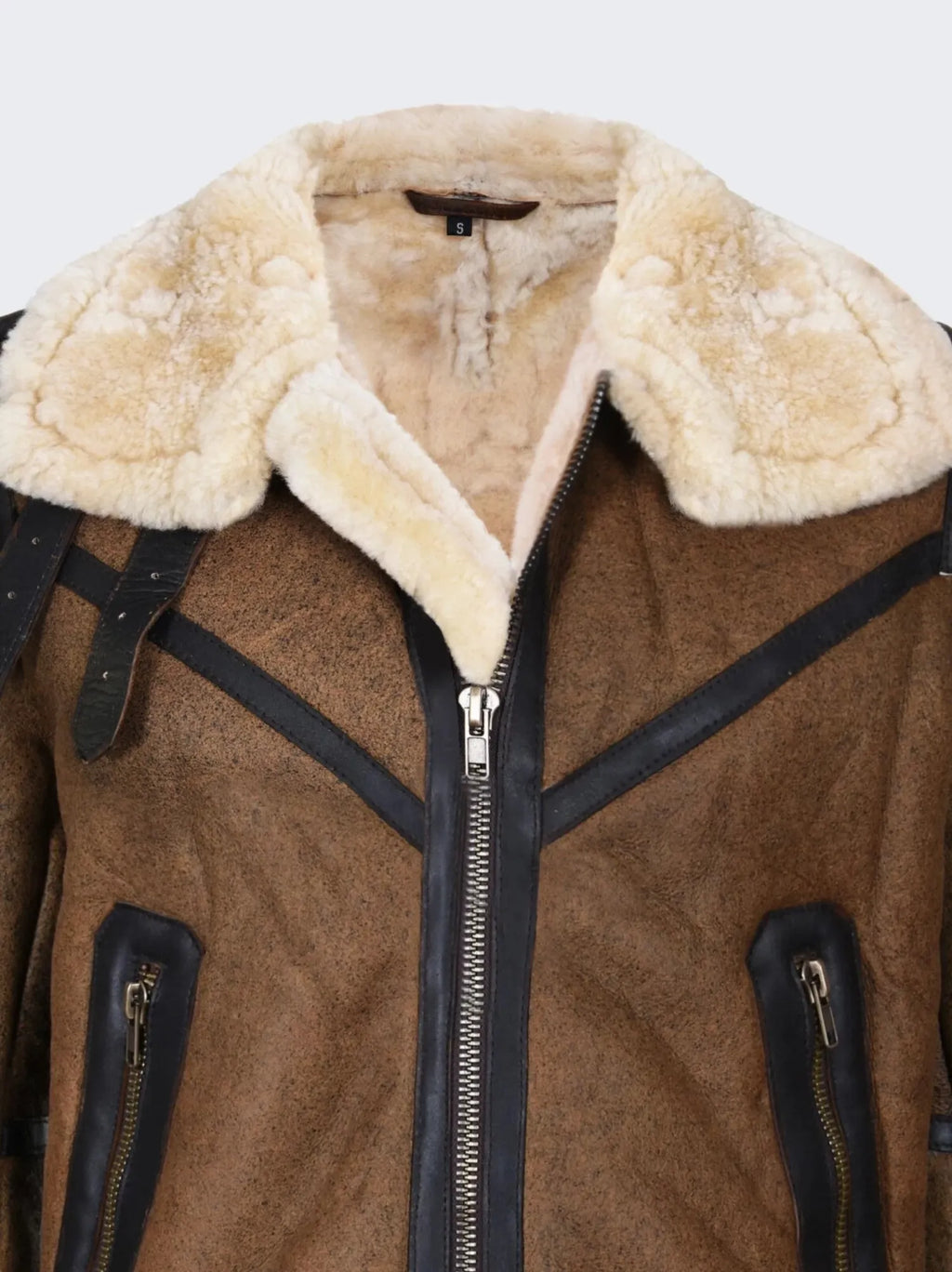 Mens Brown B3 Shearling Leather Flight Jacket