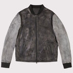 Distressed Varsity Leather Baseball Jacket – Vintage Athletic Edge