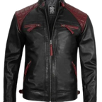 Mens Black Leather Cafe Racer Jacket – Quilted Design