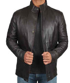 Men’s Long Brown Biker Leather Jacket