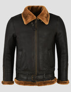 Premium Brown B3 Sheepskin Bomber for Men